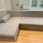 3 seater chaise sofa 3 seater sofa bed. Perfectly usable despite some damage to the arms and a few stains. Sleeps 2-3 and has storage underneath. UB5