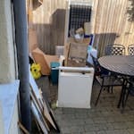 fridge, washing m., general fridge and washing machine. general small items no longer needed ie broken cool box. some mdf from broken up cabinet. broken down cardboard boxes. other packing materials. some polystyrene (not including the garden furniture in picture) DA7
