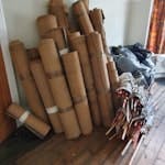 Carpet, underlay & tack strips Household lot of used dry Carpet cut & rolled into manageable size. Bags of underlay (20-25) and parcels (8-10) of tack strips partially wrapped in newsprint. Easy  to lift by one person and readily available to collect. W5