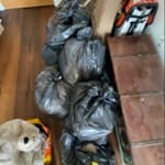 bags of rubbish and a carpet 8 black bags and a carpet N10