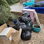 12 bags garden + household 12 bags garden waste, couple of kids storage boxes, old shelves and blinds and 1 box broken cabinet - easy access from street- easy load TW18