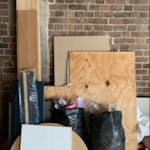 cardboard boxes builders waste cardboard boxes, plasterboard, 2 rubble sacks, planks of oak wood and angle beads E14