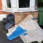 timber, Carpet cuttings &other 3 bags of timber, 2radiator covers, carpet cuttings, box of cardboard, box of broken electrical goods SE3
