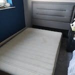 Double bed parts and mattress Double mattress. 
Dismantled parts from double bed, including large headboard and drawers. 
Small lightweight drawers from bathroom.

All in garden awaiting collecting. Access from rear. Few steps down. TN15