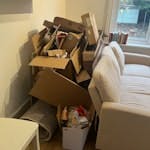 cardboard boxes and old rug SE21