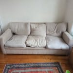 sofa bed and cushions 195cm long X 98 cm deep sofa bed will need to be taken out of the front room of the house and disposed of. SW13