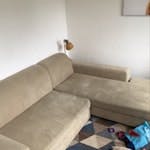 Sofa bed it is a right facing sofa bed. approximately 220 cm wide and the chaise is 165cm. it comes apart in the middle so two pieces. downstairs flat easy access. TW1
