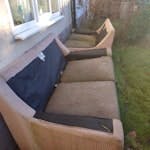 2 x 2 seater sofas 2 x 2 seater sofas, back and arm cushions already disposed of. Have been sat outside a while so are wet. ST7
