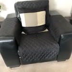 three seater sofa and armchair 3 seater sofa (the faux leather top layer is coming off) but the structure of the sofa is fine. So is the armchair UB10