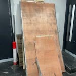 pallets & scrap wood panels wooden pallets from a delivery, wooden box panels with metal lining. W6