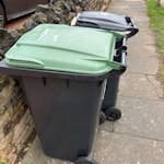 Mixed household waste Waste is mixed household black bag waste including food and cardboard. Ready to collect outside of the house in two wheelie bins (black and green). N13