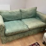 Three-seater sofa Three-seater green sofa, colour is faded
Collection any day is fine SO21