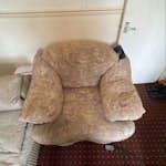 corner sofa armchair electrncs Needs two strong people, I’m disabled and can’t help you.
large corner sofa, separates into 2 sections, armchair, box and bag of old broken electronics. CF11