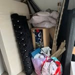 2x beds bags of rubbish etc 2x beds one single one king both with mattress, old tortoise cage with rubbish inside it, cardboard boxes , bags of rubbish including old bedding as well as two pillows and a king size quilt ￼also a small hoover SR7