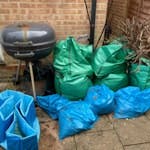 Bags of soil, bbq,pool Access from 10am-4pm on Monday 6th February. 4 x small and 5 x large bags of soil from garden, may contain some small stones. BBQ and plastic pool. Some garden waste (eg roots in top right of picture). RG5
