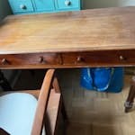 desk, table, mirror, 4 chairs antique desk, table mirror 4 chairs some rubbish bags TW1