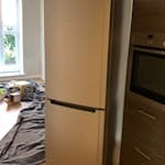 Fridge freezer Fridge freezer left by old owners, in decent condition with bits of wear and tear. Ground floor apartment collection B92