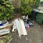 building and garden waste mix of garden and building waste. one pallet and contract posts and slab. 4 black rubbish bags. SW16