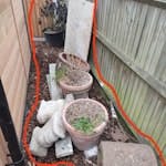 Garden waste Large flower pots (x6), gravel boards (brand new), garden ornaments, MDF board and a metal grass roller. Will need two persons to lift N14