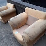 2 armchairs 1 mattress + junk 2 armchairs as pictured and single mattress, 42" LCD tv and a small heater WS1