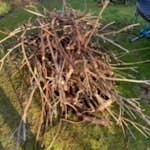 3 piles of garden waste piled neatly will need gloves etc BR6