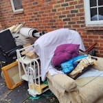 Care equipment, assorted items Metal hospital bed, motorised armchair, rug, assorted care items eg wheelchair, assorted bric a brac. SM2