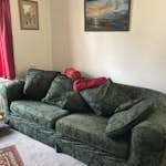 3-seater settee with cushions A 3-settee seater with removable covers and cushions.  Has already been taken apart so 3-seater element comprises of two pieces on castors IP20