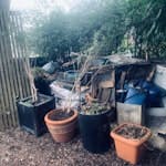 Garden Waste & Kitchen Units Plant pots, old wooden panels from small shed, trellis old kitchen units. E8
