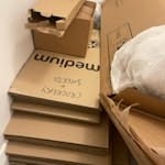 Cardboard boxes - mixed sizes Cardboard boxes (medium and large sized), double XL sofa cardboard packaging box, one recycling waste bag 50L (bubble wrap and carboard/paper) NW6