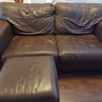 Leather Sofa+foot - 180 cm W Leather sofa+footstool - 180cm wide - Could be re-used but no longer has fire safety label - Quite flexible on collection date/time CV11