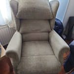 2 chairs (1 motorised) 1 motorised accessible chair for elderly/disabled people (working, with power adapter)
1 padded armchair with footstool SW2