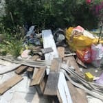 hippo bag + rubble + skirting - Around 15 bags of trade waste and rubble
- 1 medium hippo bag of rubble 1/2 full
- 30m approx of old skirting board various sizes (may need to be snapped)
- several bits of large plastic 
- small pieces old carpet and underlay 
- 5 pieces timber SE13